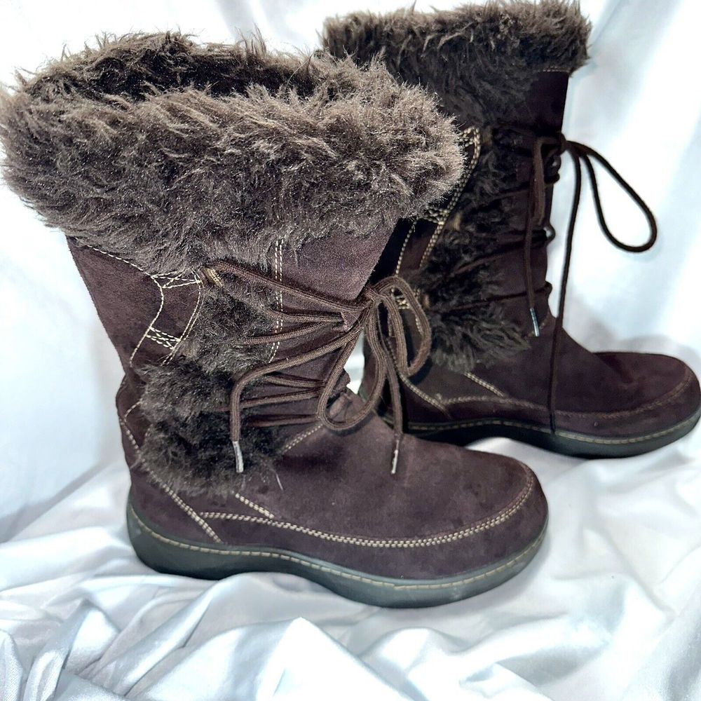 LL Bean Womens Winter Boots 8 Us Tek 2.5 PrimaLoft Waterproof Fur Lined Lace Up